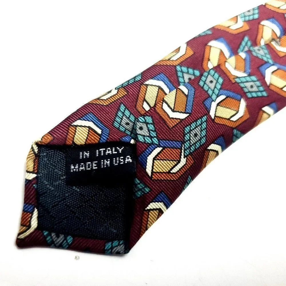 Christian Dior Silk‎ Tie Print Red Geometric Italy - Picture 6 of 7